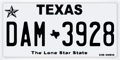 TX license plate DAM3928