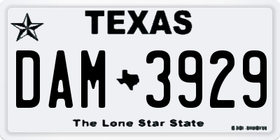 TX license plate DAM3929
