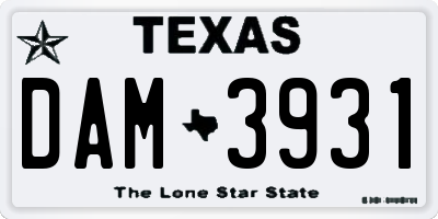 TX license plate DAM3931