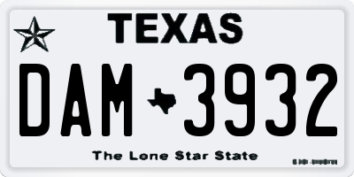 TX license plate DAM3932