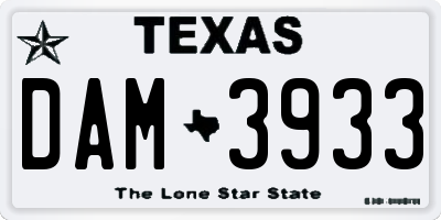 TX license plate DAM3933