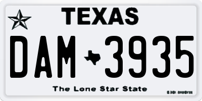 TX license plate DAM3935
