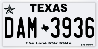 TX license plate DAM3936