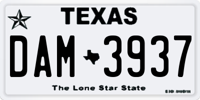 TX license plate DAM3937