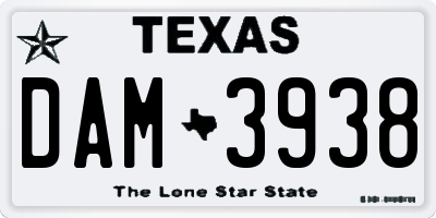 TX license plate DAM3938
