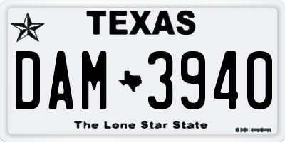 TX license plate DAM3940