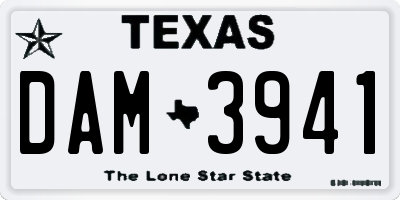 TX license plate DAM3941