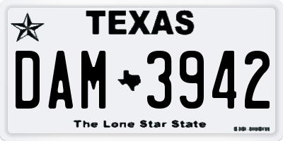 TX license plate DAM3942