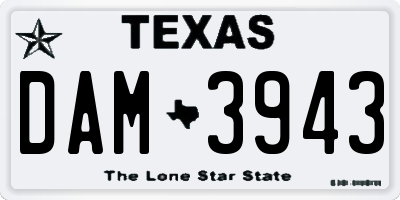 TX license plate DAM3943
