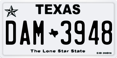 TX license plate DAM3948