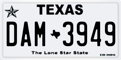 TX license plate DAM3949
