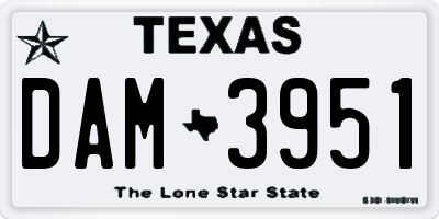 TX license plate DAM3951