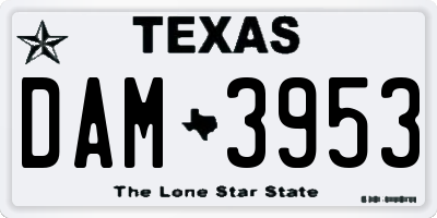 TX license plate DAM3953