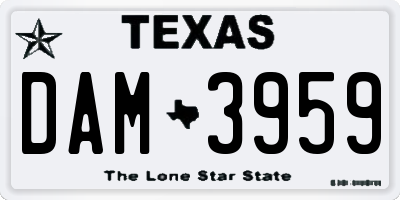TX license plate DAM3959