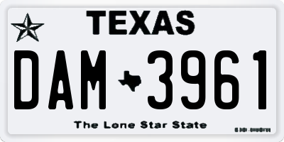 TX license plate DAM3961
