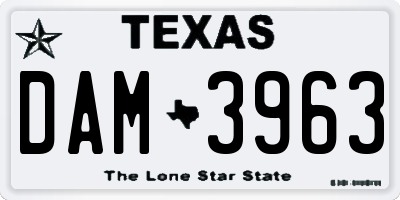 TX license plate DAM3963