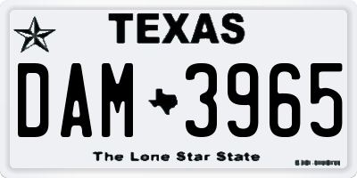 TX license plate DAM3965