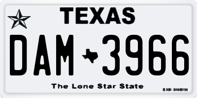 TX license plate DAM3966