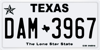 TX license plate DAM3967