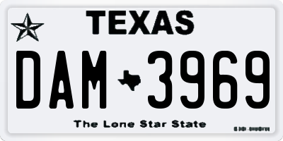 TX license plate DAM3969