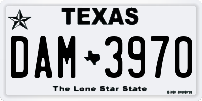 TX license plate DAM3970