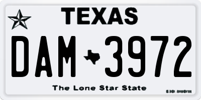 TX license plate DAM3972