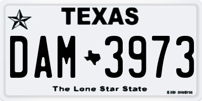 TX license plate DAM3973