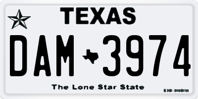 TX license plate DAM3974