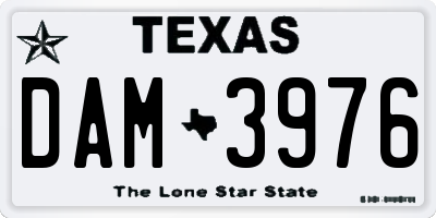 TX license plate DAM3976