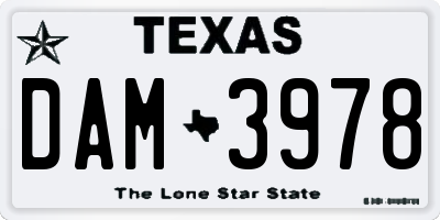 TX license plate DAM3978