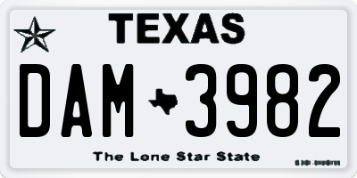 TX license plate DAM3982