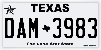 TX license plate DAM3983