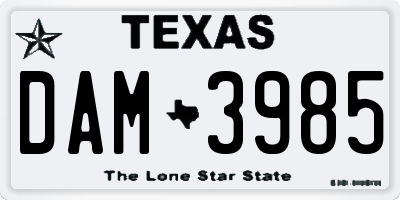 TX license plate DAM3985