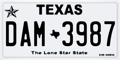 TX license plate DAM3987