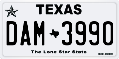 TX license plate DAM3990