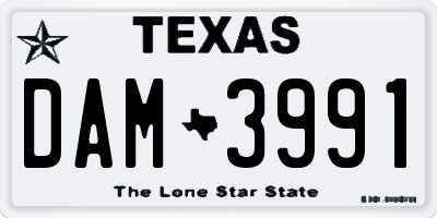 TX license plate DAM3991