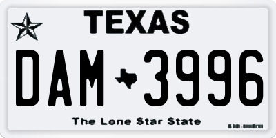 TX license plate DAM3996