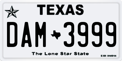 TX license plate DAM3999
