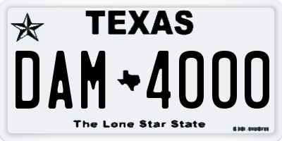 TX license plate DAM4000