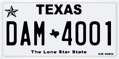 TX license plate DAM4001