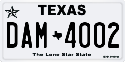 TX license plate DAM4002