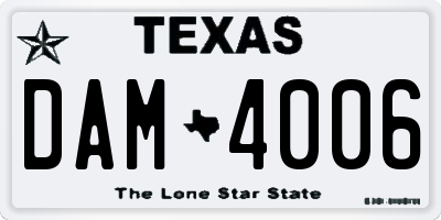 TX license plate DAM4006