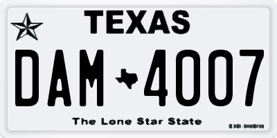 TX license plate DAM4007