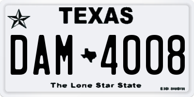 TX license plate DAM4008