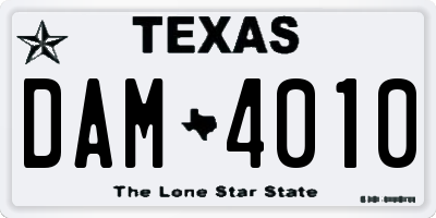 TX license plate DAM4010