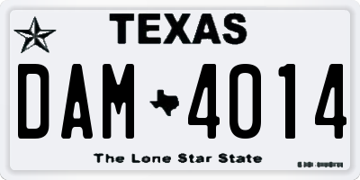 TX license plate DAM4014