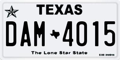 TX license plate DAM4015