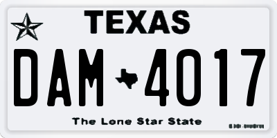 TX license plate DAM4017