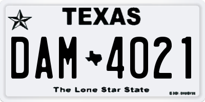 TX license plate DAM4021