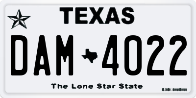 TX license plate DAM4022